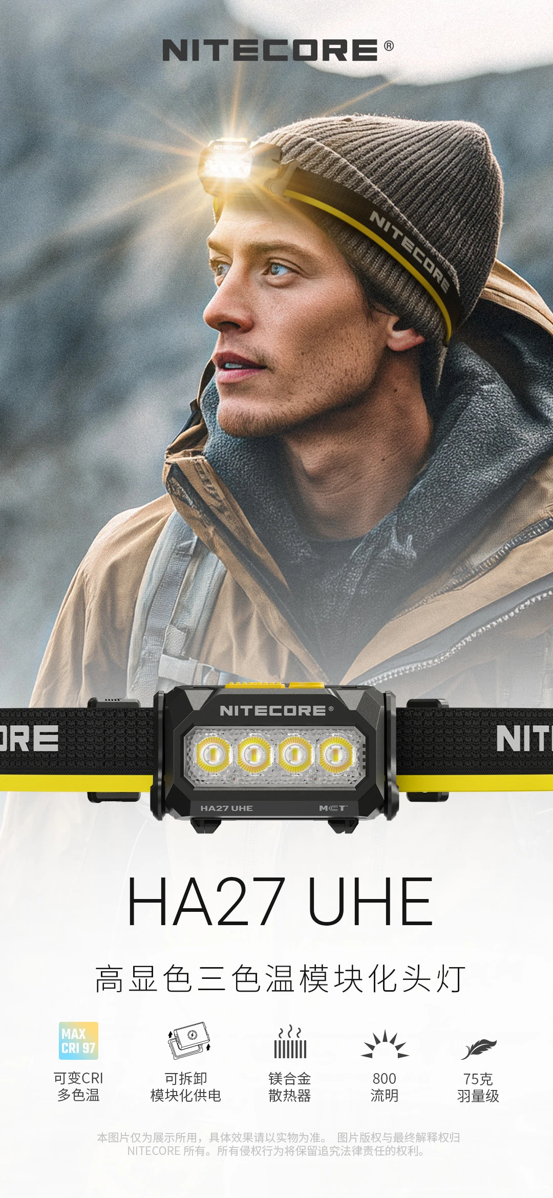 NITECORE HA27 UHE 高显色三色温模块化头灯
